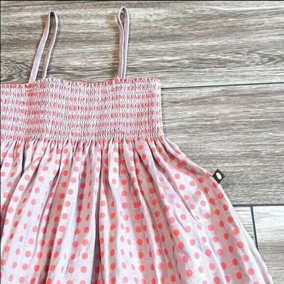 Oeuf Smocked Polka Dot Red Rose Pink Dress Size 6Y - Picture 2 of 5